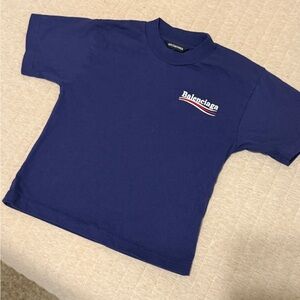 Balenciaga Kids Navy Tee with Logo